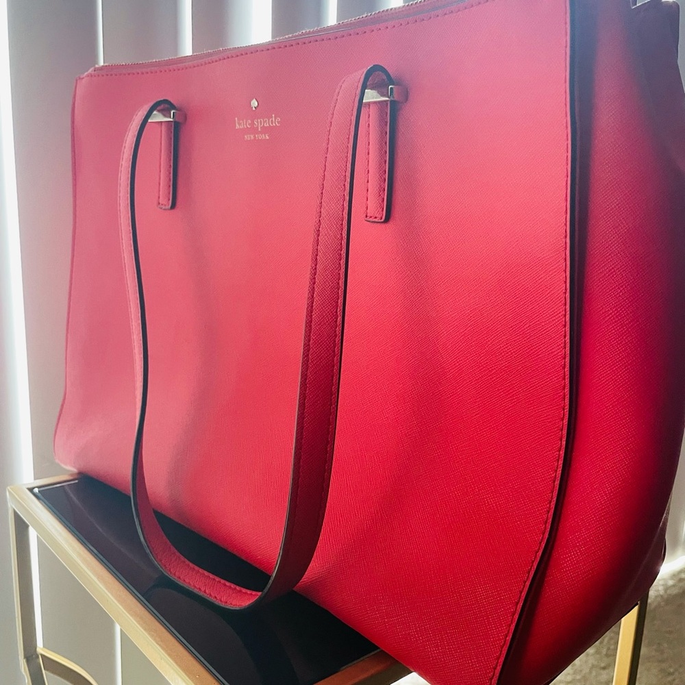 Kate Spade ♠️ large coral/red tote bag🔥